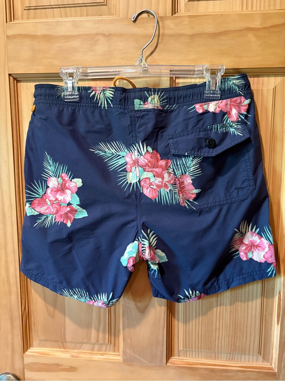 J. Crew Navy Swim Trunks with Pink Floral Print - Picture 2 of 11
